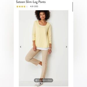 JJill Sateen Slim Leg Pants, side stripe, misses 6 NWT